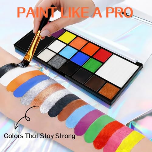 Face Paint Kit 18 Colors with 10 Brushes - Washable