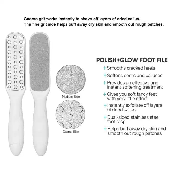 Foot File Dead Skin Remover | Hygenic Stainless Steel | Pedicure Professional Double Sided Rasp Callus Dead Heel Skin Remover for Wet and Dry Feet