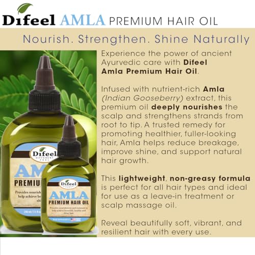 Difeel Amla Hair Oil - Travel Size 2.5 oz for Growth & Strength