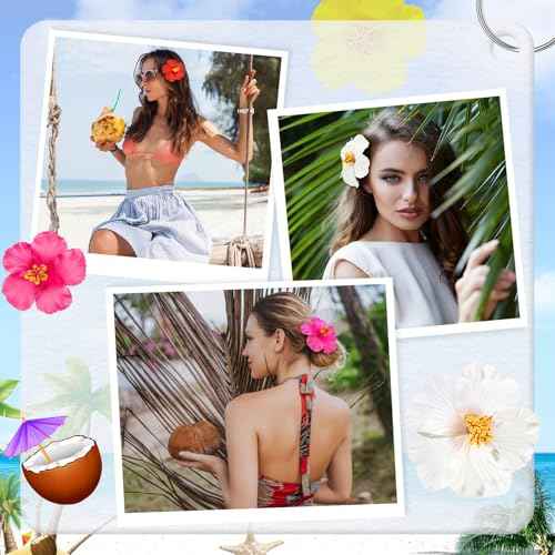 10 Pcs Hawaiian Flower Hair Clips for Women, 3.75¡± and 2.75¡± Plumeria Hair Clips Artificial Flower Hair Accessories for Vacation Beach Seaside