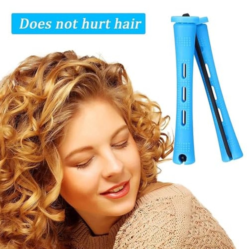 60 Pcs Blue Short Perm Rods for Natural Hair Styling