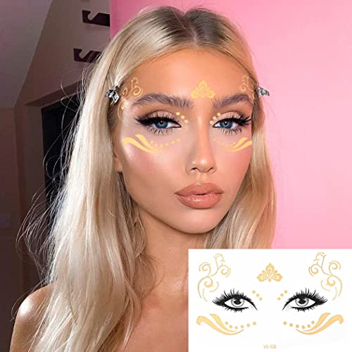 Gold Freckles Temporary Face Tattoos - Waterproof Metallic Butterfly Transfer Stickers