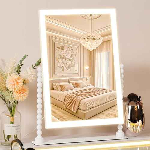 VANITII Vanity Makeup Mirror 12¡±x16¡± Hollywood Mirror with Lights and Smart Speaker Desk Mirror 3 Lighting Modes Touch Control for Dormitory Bedroom