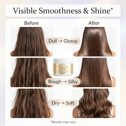 Bond Gloss Hair Mask with Hydrolyzed Keratin & Hyaluronic Acid - Moisturizing Treatment for Dry, Dull, Damaged Hair