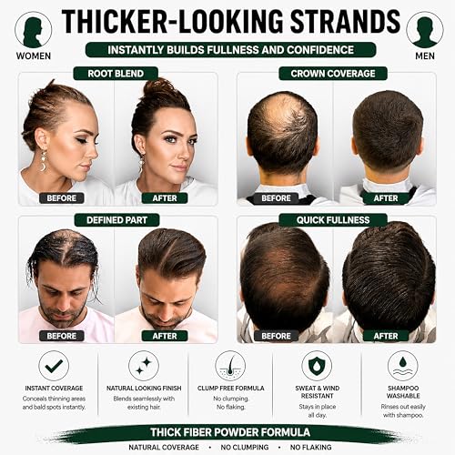 Thick Fiber Hair Building Fibers for Thinning Hair - Dark Brown, 12g