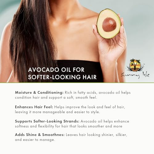 Sunny Isle Avocado & Collagen Curl Cream - Biotin, Jamaican Black Castor Oil, Lightweight - 16 oz