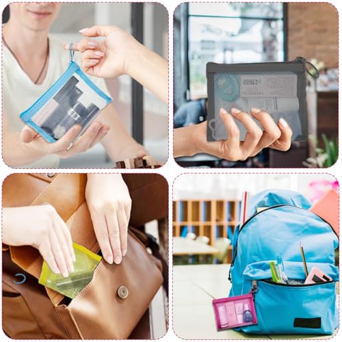 Mini Mesh Makeup Bags 4 Pack - Small Clear Nylon Cosmetic Pouches with Zipper - CarryEpic