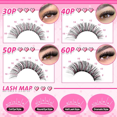 Wiwoseo Cluster Lash Extensions 560pcs - D Curl 8-16mm