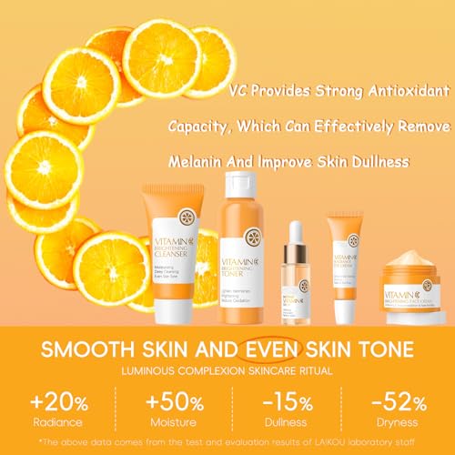 Moisturizing Face Skin Care Gift Set for Women Girls (Vitamin C)
