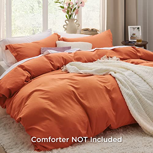 Bedsure Burnt Orange Twin Duvet Cover Set - Soft Prewashed Duvet Cover Twin Size, 2 Pieces, 1 Duvet Cover 68x90 Inches with Zipper Closure and 1 Pillow Sham, Comforter Not Included