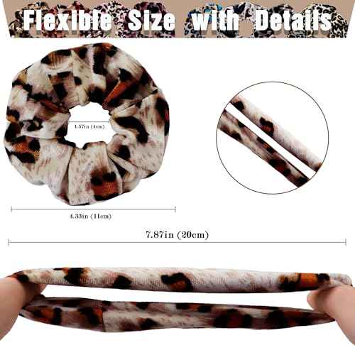 12 Pcs Scrunchies for Women, Girls Velvet Bulk Hair Scrunchie, Elastic Soft Ponytail Holder Hair Ties, Classic Hair Bands Perfect for Girls Hair Accessories(Leopard Print)