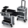 Rolling Makeup Case with 3 Sliding Trays & Wheels
