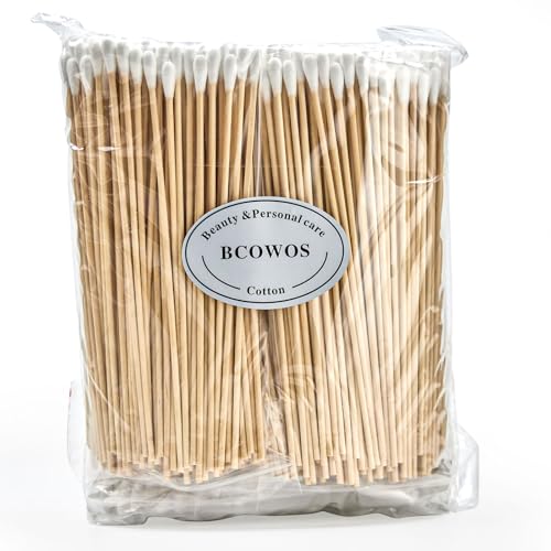 Bcowos 6-Inch Cotton Swabs - 1000 Count Wooden Sticks for Makeup & Cleaning