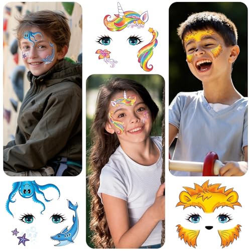Face Tattoos for Kids - 24 Sheets Party Pack