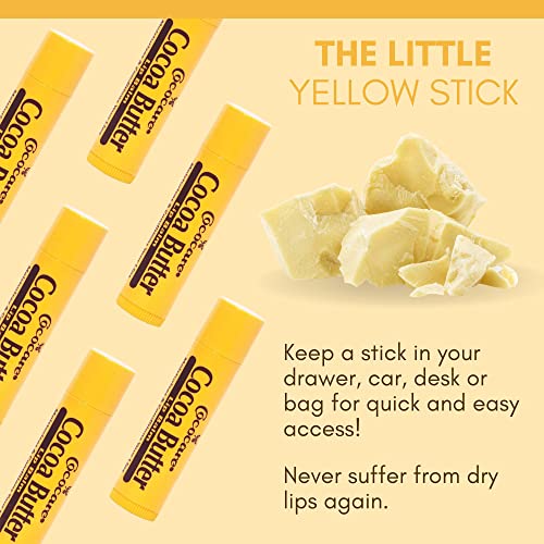 Cococare Cocoa Butter Lip Balm - The Little Yellow Stick Enriched with Natural Cocoa Butter - Conditions & Protects Lips with Hydrating Formula - 0.15oz (10 Sticks)