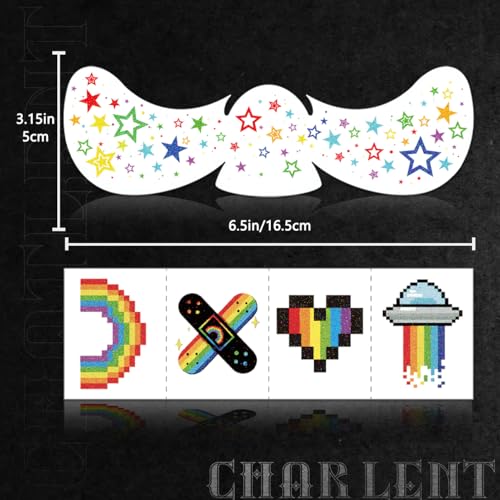 Glitter Pride Freckles Temporary Tattoos | 36 Pc Rainbow Face Set