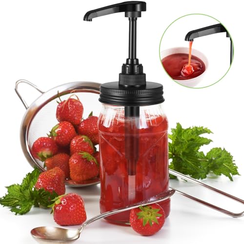 6 Packs Mason Jar Pump Lid for Regular Mouth Jars, Leak-Proof 2.8 Inch Mason Jar Soap Dispenser Pump Lid for Honey, Syrup, Liquid Condiments, Ketchup, Coffee and More