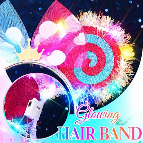 Light Up Mouse Ears Headband with Bow - LED Hair Accessory