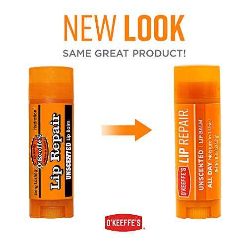 O'Keeffe's Unscented Lip Repair Lip Balm for Dry, Cracked Lips, Stick, (Pack of 9)