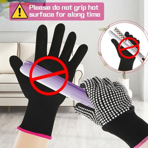 Heat Resistant Styling Gloves with Silicone Grip - 2 Pack