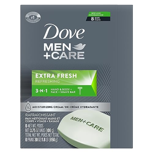 Dove Men+Care 3-in-1 Body & Face Bar, Extra Fresh, 3.75oz (8-Pack)