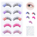 Colored Faux Mink Eyelashes - 5 Pairs with Black & Vivid Colors