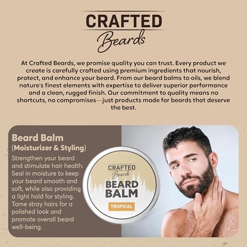 Beard Balm - Tropical Scent - 2oz Tin - Beard Wax - Light Hold - (TR)
