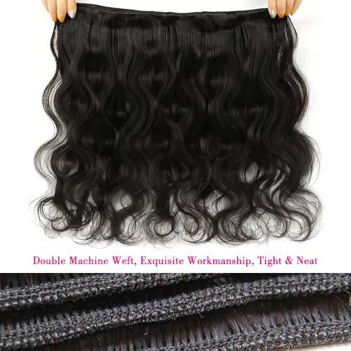12A Human Hair Bundles 14 14 14 Inch Body Wave Bundles Human Hair Extensions 300g Unprocessed Brazilian Virgin Body Wave 3 Pieces Deals Brazilian Quick Weave Natural Black Wavy Extensions