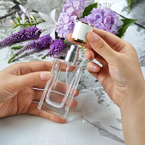 2 Pack 50ml Glass Perfume Spray Bottles with 3 Dispensers