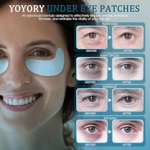 Under Eye Patches Masks - 24K Gold Eye Patch for Dark Circles and Puffy Eyes, Wrinkles, Fine Lines, Eye Bags Treatment with Collagen and Hyaluronic Acid, Moisturizing and Firming (60 Pcs£©Purple
