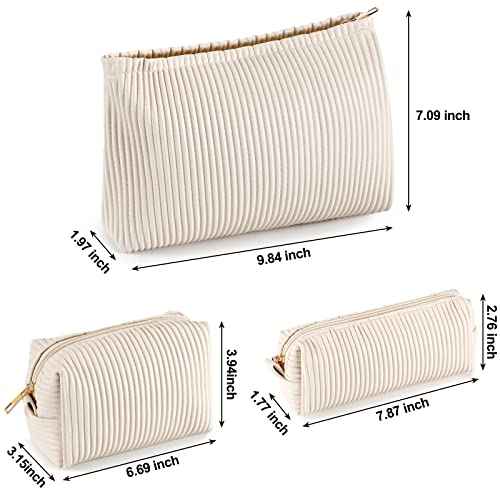 Talltalk 3 Pcs Cosmetic Makeup Bag for Women Portable Travel Toiletry Cosmetic Pouch Cute Bag Accessories Brushes Storage Organizer for Daily Use, 3 Sizes(Pu Leather,Elegant)