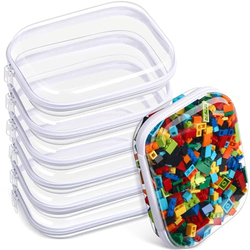 6-Pack Clear Hard Zipper Cases | Storage Organizer Bags