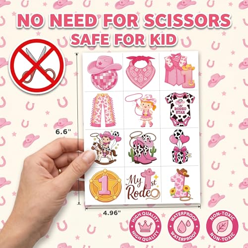 96 PCS Cowgirl Western Temporary Tattoos for Kids Party