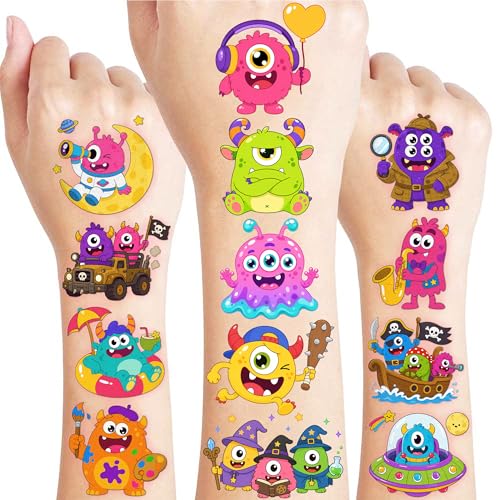 96 Monster Temporary Tattoos for Kids - Cute Designs