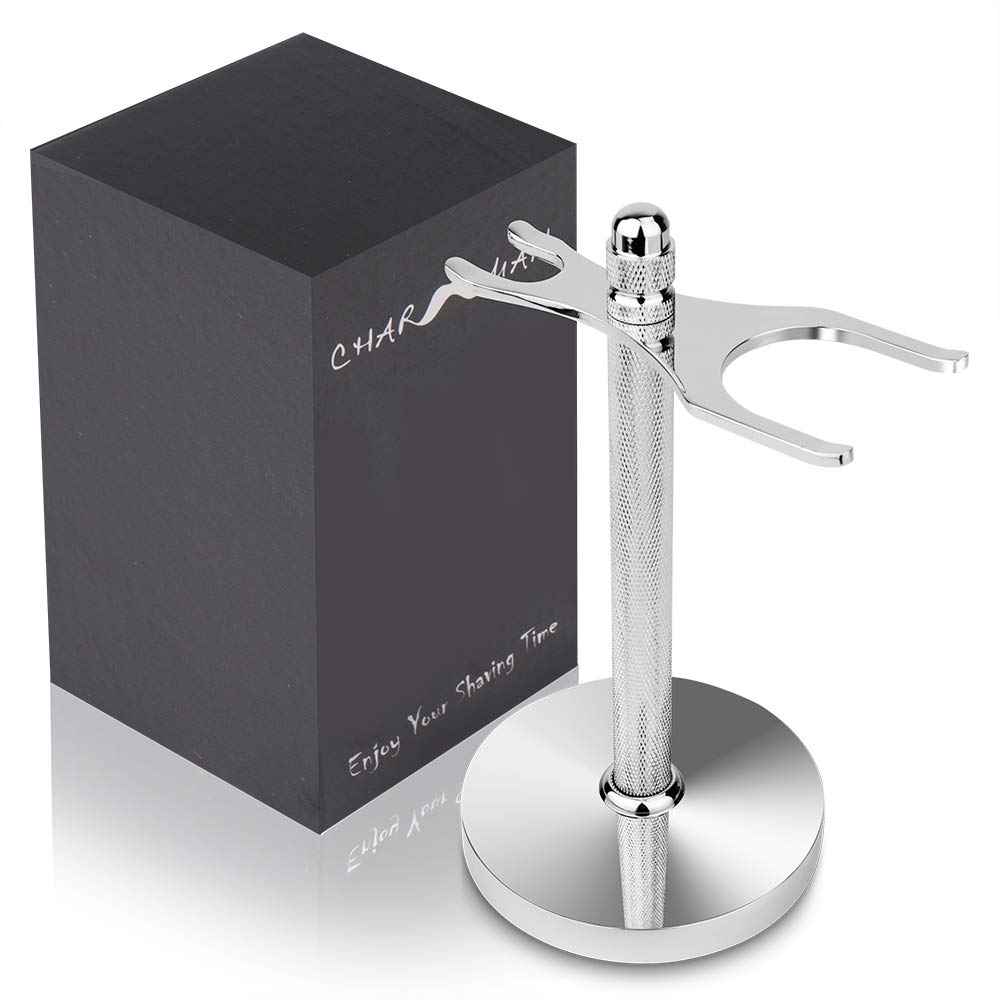 CHARMMAN Safety Razor and Shaving Brush Stand, Extra Wide Openings, Wider Base, Manly Look