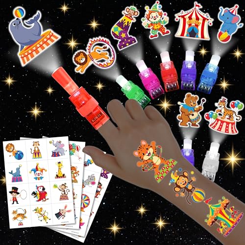 72 Piece Carnival Party Favors - LED Finger Lights & Glow Tattoos