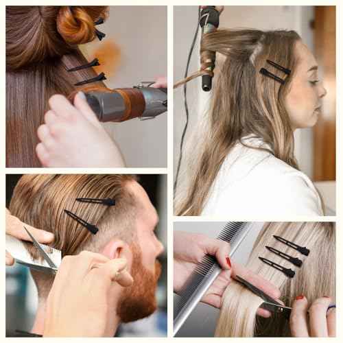 Choicbaby 40 PCS Black Hair Clips Metal Duckbill Clip 2.2 Inch Duck Clips for Hair Single Prong Curl Hairpins With Holes Duckbill Hair Accessories for Girls Women Hair Styling Clips