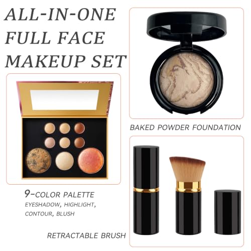K'APEINE 9-Color Baked Eyeshadow & Foundation Makeup Kit