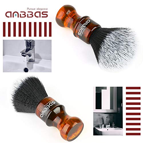 Anbbas Synthetic Badger Shaving Brush with Resin Handle,Nylon Bristles Hair Lathering Foam Brush for Men Travel Professional Wet Shaving(Amber,24 mm Knot)