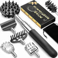 TUKUOS Black Telescoping Back Scratcher with 5 Interchangeable Heads - Gift for Men