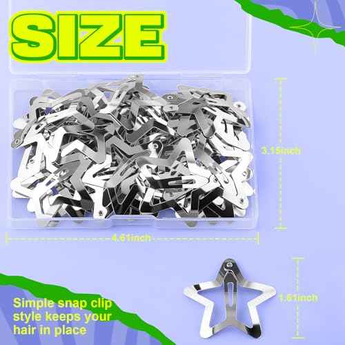 YGDZ 30 PCS 1.61" Star Hair Clips, Y2K Hair Accessories, Silver Clips for Girls Women, Rave Accessories, Non Slip Barrettes, Metal Snap Hair Clips