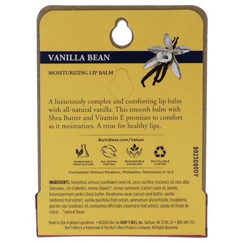 Vanilla Bean Moisturizing Lip Balm Blister by Burts Bees for Unisex - 0.15 oz Lip Balm (Limited Edition)