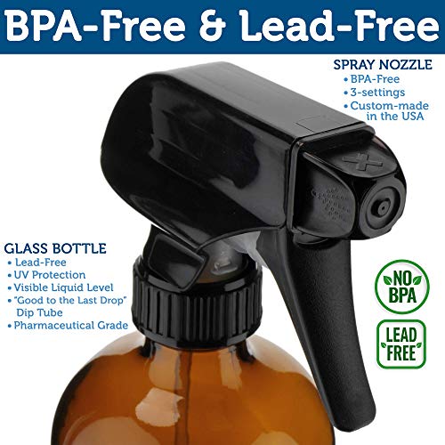 Sally's Organics 16oz Amber Glass Spray Bottles - 2 Pack