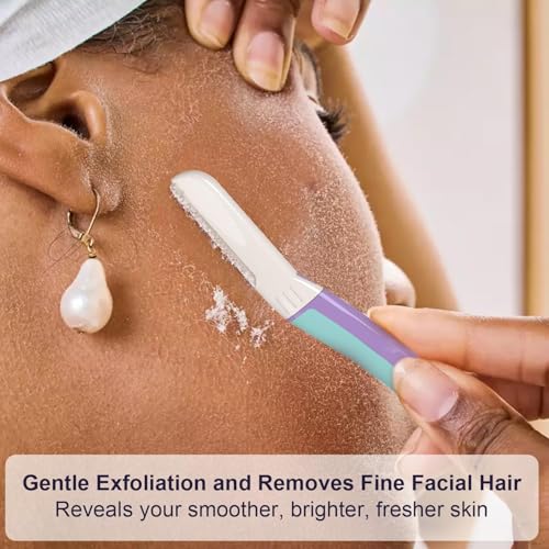 Dermaplane Razor, Face Razors for Women, Dermaplaning Tool, 1 Reusable Handle with 19 Microblades for Face, Gentle Exfoliation & Facial Peach Fuzz Removal for Smoother Skin, Wisteria