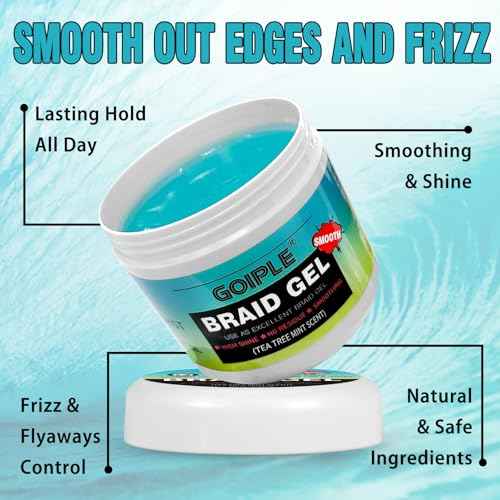 16 OZ Braiding Gel for Twist, Locs, Braids, Edge Control - Extra Hold, High Shine, No Flake, Long Lasting for Locks, Cornrows - Smooths & Tames Frizz (Tea Tree)