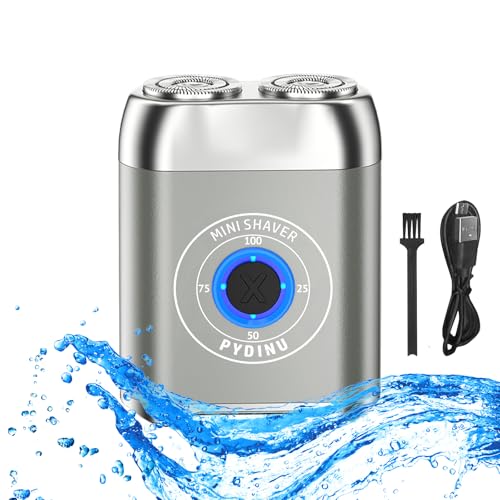 Mini Electric Shaver, New Upgrade Pocket Dual-Head Electric Shaver, Travel Portable Beard Trimmer for Men, Waterproof Mini Razor, USB C Rechargeable (Silver)