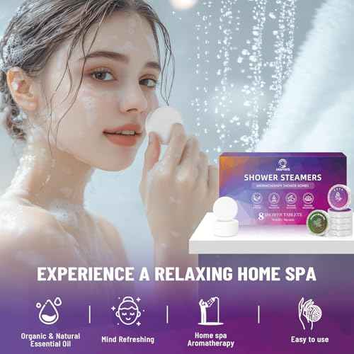 Shower Steamers Aromatherapy, Christmas Stocking Stuffers for Teen Girls for Women Mom Her, 8-Pack Shower Bombs, White Elephant Gifts, Organic Essential Oils Relaxation & Self Care Gifts for Men