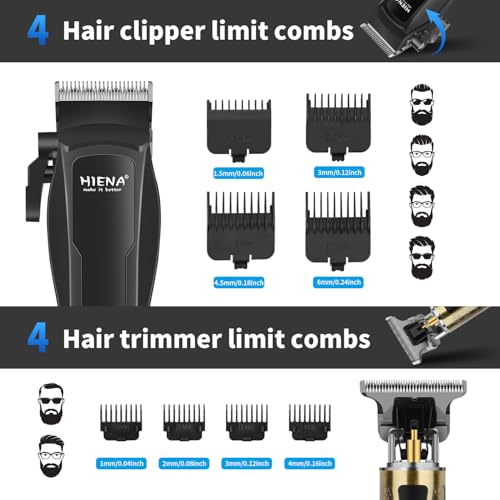 HIENA PRO Cordless Hair Clippers & Beard Trimmer Set