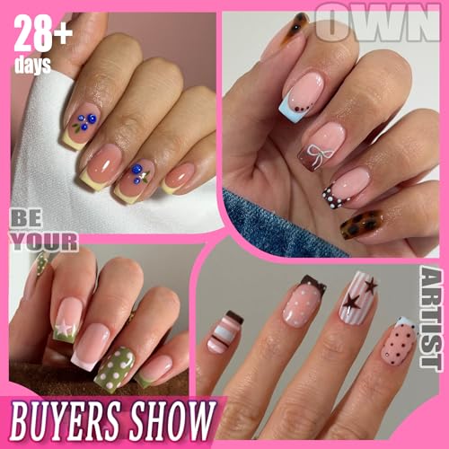 UNA GELLA Short Square Nail Tips 504PCS Pre-Etched Fake Tips for DIY Manicure