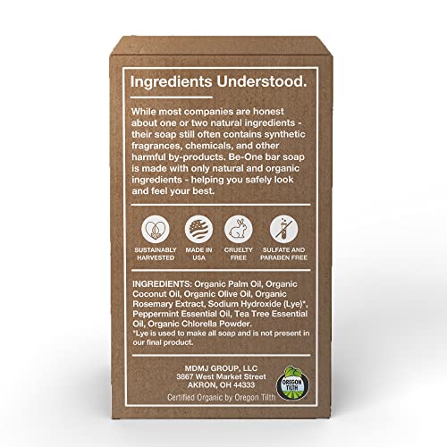 Certified Organic Tea Tree Bar Soap by Be-One - 2-Pack - 3.75 oz Bars - Vegan - Paraben & Sulfate Free - Sensitive Skin - Jock Itch - Acne - Eczema - All Natural - For Men & Women - MADE IN USA
